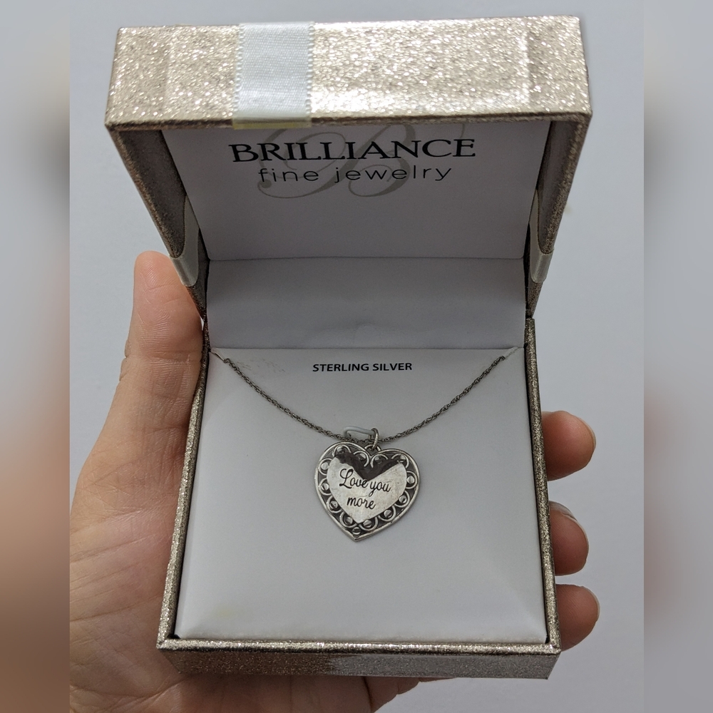 Sterling Silver Love You More Heart Pendant Necklace, 18" , New In Box